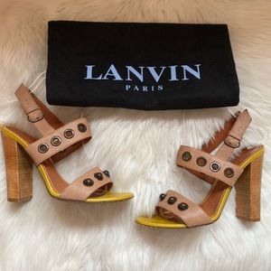 $795 Auth LANVIN Paris Leather Sandals
